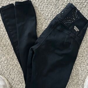Tush Push Jeans Black Jeans with Embellished Detail